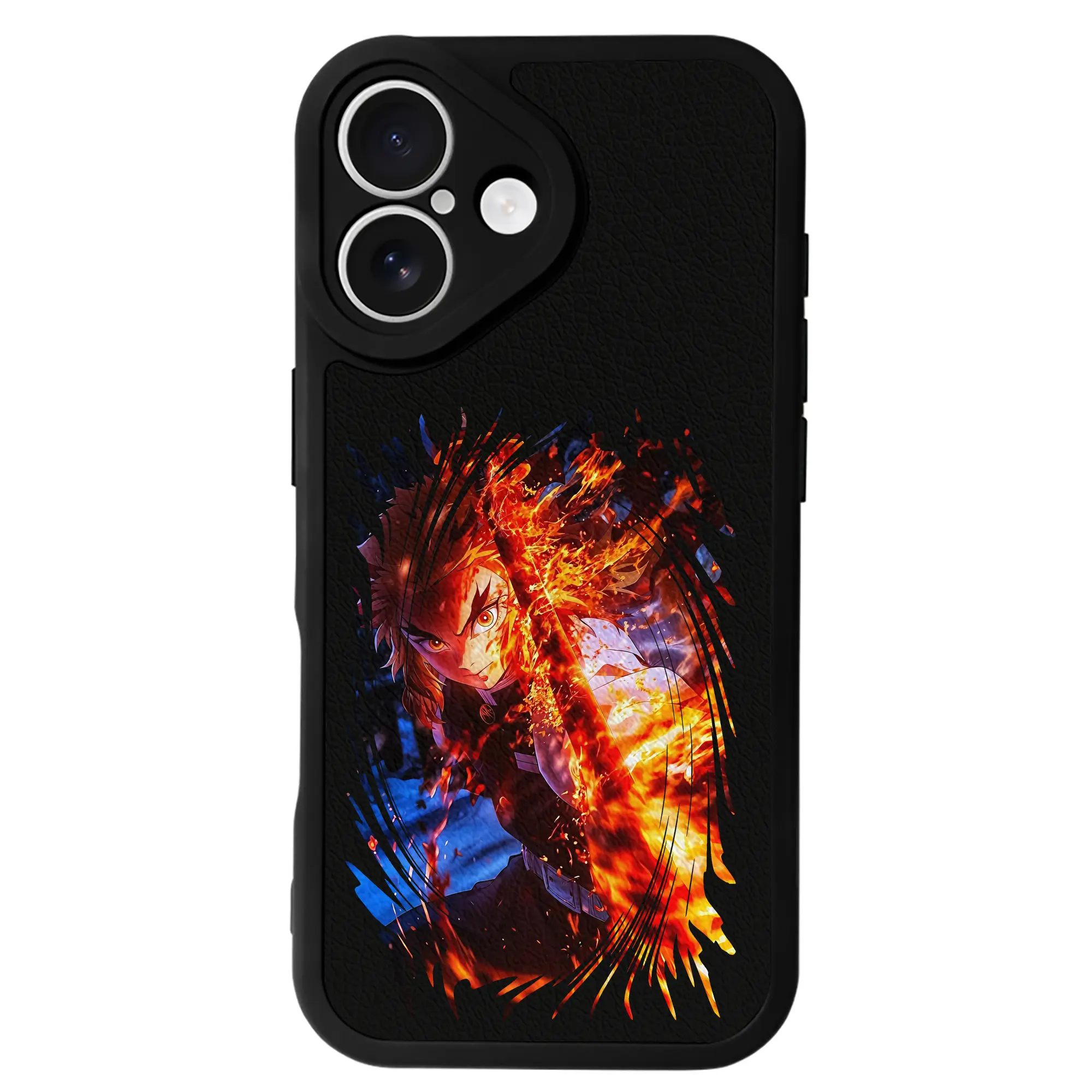 鬼滅の刃 グッズ,煉獄 杏寿郎 - IPhone 16シリーズ対応 ・ シリコンスマホケース ・ レザー調 ・ 高精度フィット ・ 耐衝撃 ・ ワイヤレス充電対応 ・ 精密カット